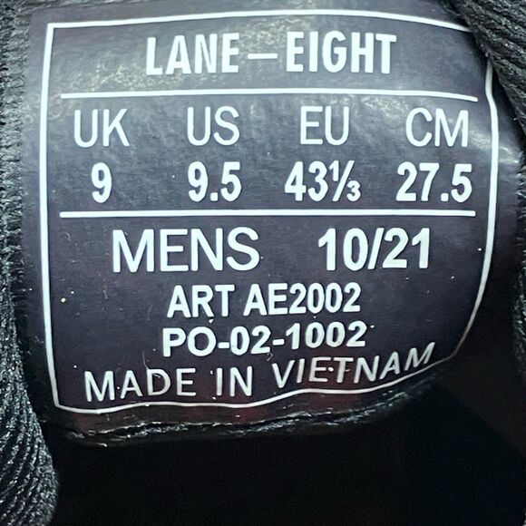 Lane Eight Mens 9.5 Black Vegan Trainer AD 2M Athletic Running Sneakers AE2002 - Picture 3 of 11